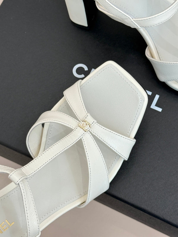 CC 26A Strappy Stiletto Sandals White Leather 878669