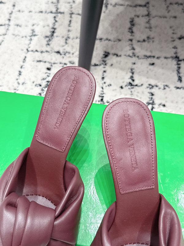 BV Knot Mule Sandals 9cm Burgundy Lambskin Leather 880939