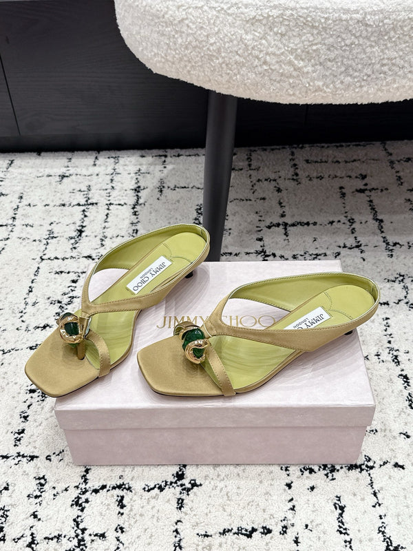 JC Emeri Stone Sandals 3cm Olive Green Suede Leather 880815