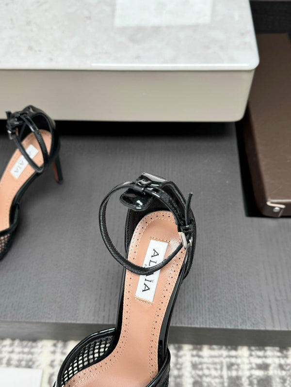 Alai Mesh Pumps 10.5cm Black Mesh & Patent Leather