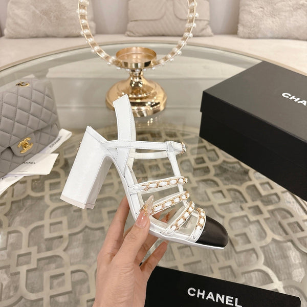 CC Cruise 2025/26 Slingback Sandals White Black Leather 890727