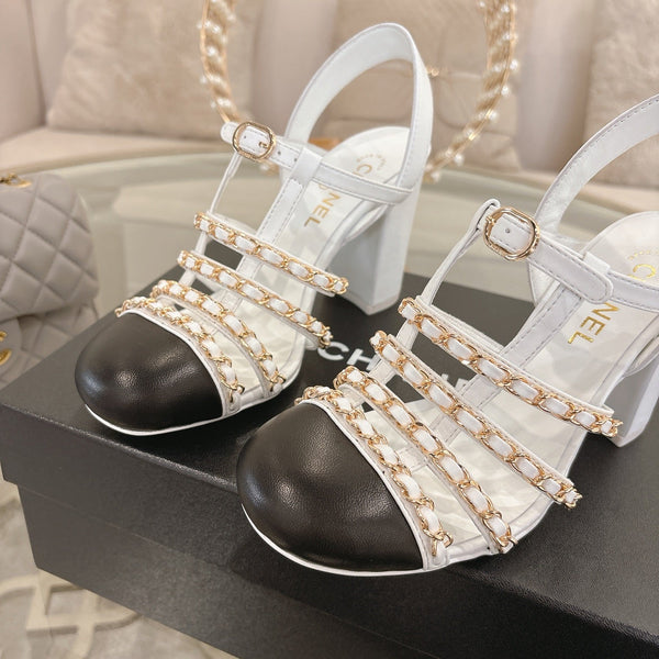 CC Cruise 2025/26 Slingback Sandals White Black Leather 890727