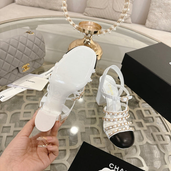 CC Cruise 2025/26 Slingback Sandals White Black Leather 890727