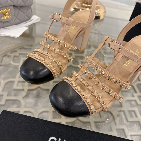 CC Cruise 2025/26 Slingback Sandals Beige Black Leather 890725