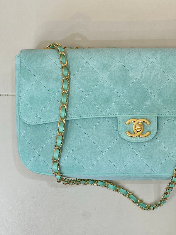 CC 26s Maxi Souplissimo Flap Bag Mint Green Suede