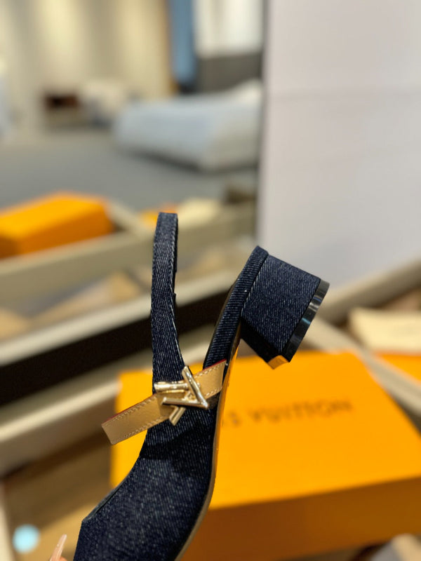 LV Romy Slingback Pumps Blue Denim 893591