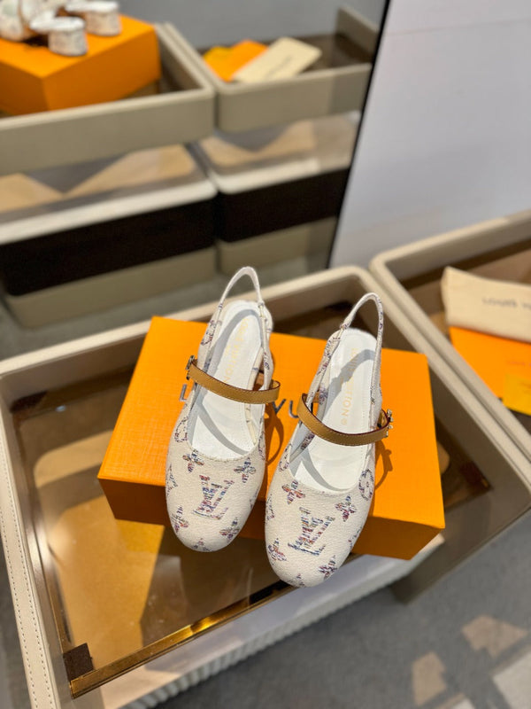 LV Romy Slingback Pumps White Multicolore Monogram Canvas 893590
