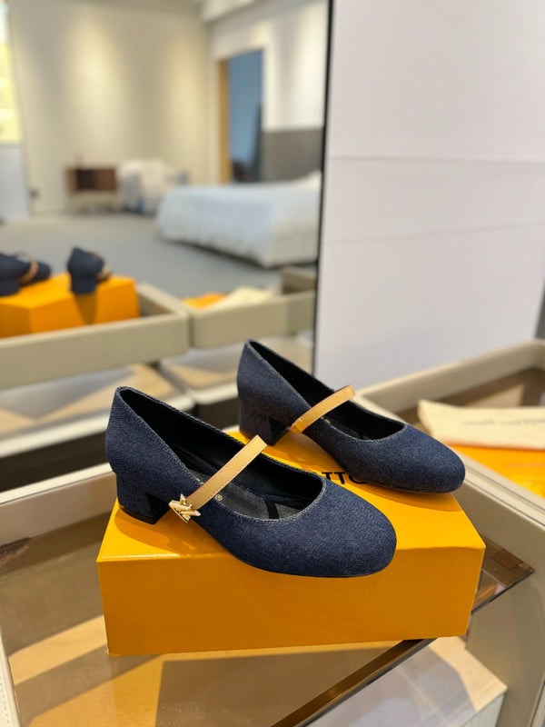 LV Romy Mary Jane Pumps Blue Denim 893585