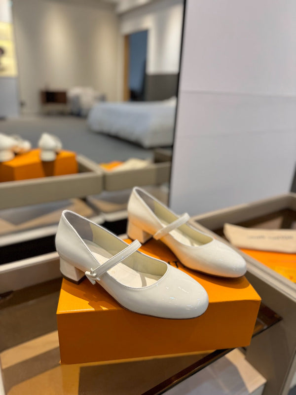 LV Romy Mary Jane Pumps White Patent Leather 893582