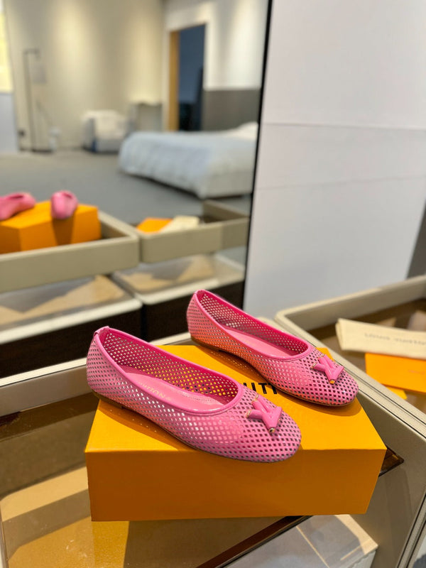 LV Shake Perforated Ballet Flats Pink Calfskin 893574