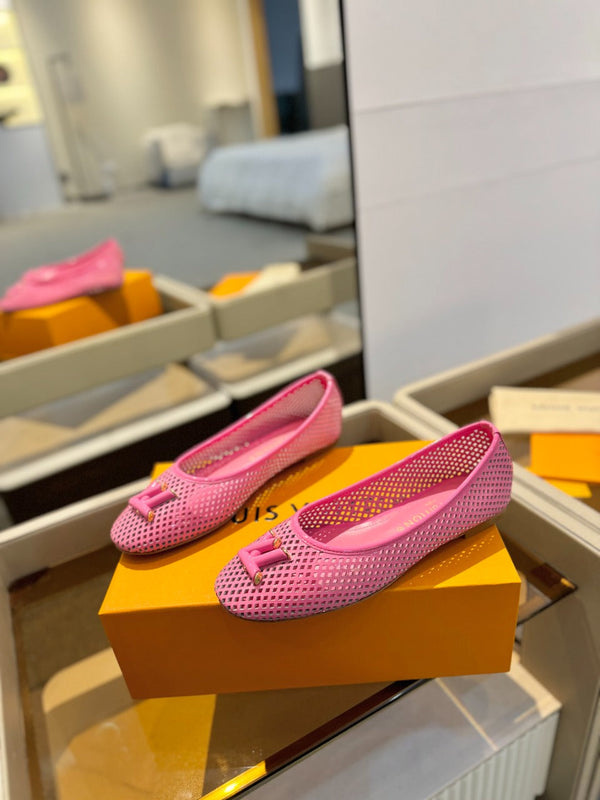 LV Shake Perforated Ballet Flats Pink Calfskin 893574