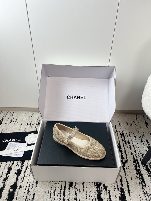 CC 26A Charm Mary Jane Ballet Flats Beige Tweed 900756