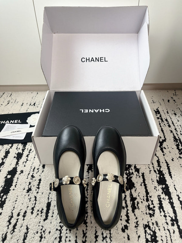 CC 26A Charm Mary Jane Ballet Flats Black Leather 900753