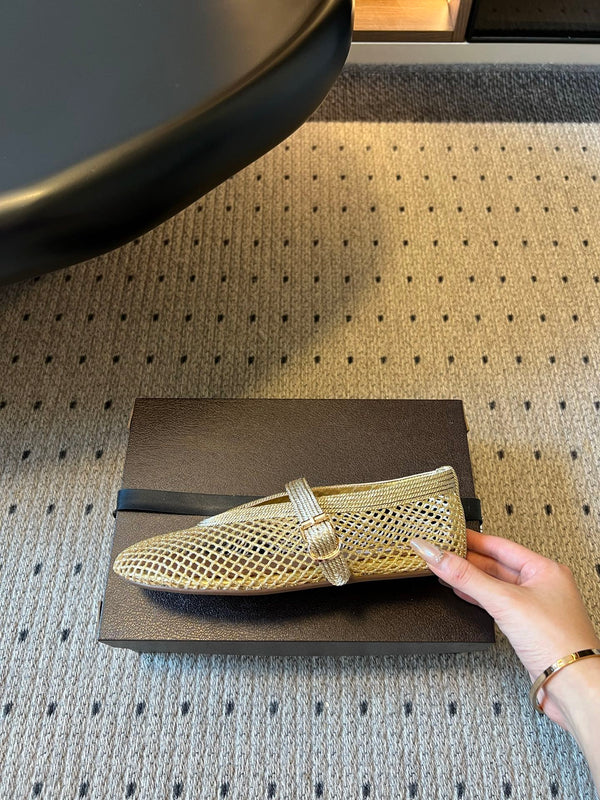 Alaia 26ss Fishnet Ballet Flats Mesh