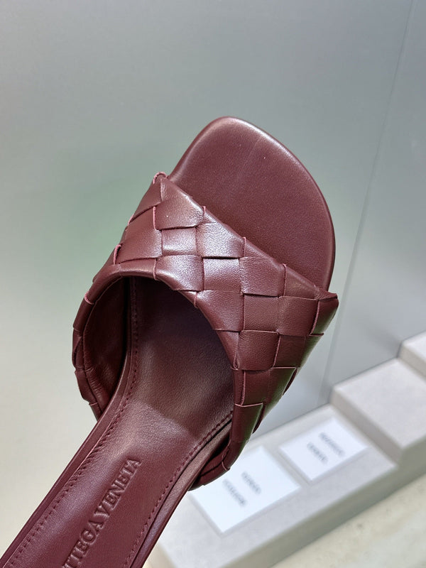 BV 26s Blink Intrecciato Mules 4.5cm Burgundy Leather 896577