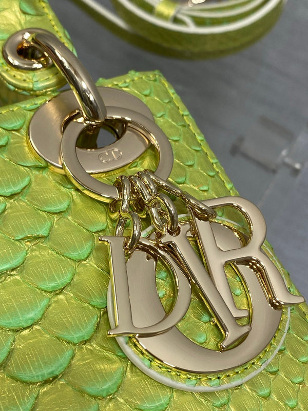 CD Mini Lady Dior Bag 17cm Green Snakeskin Leather GHW 159994