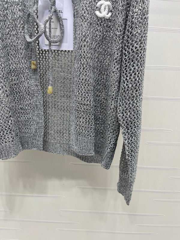 CC Crochet Cardigan & Tank Top Set White Wool 406413