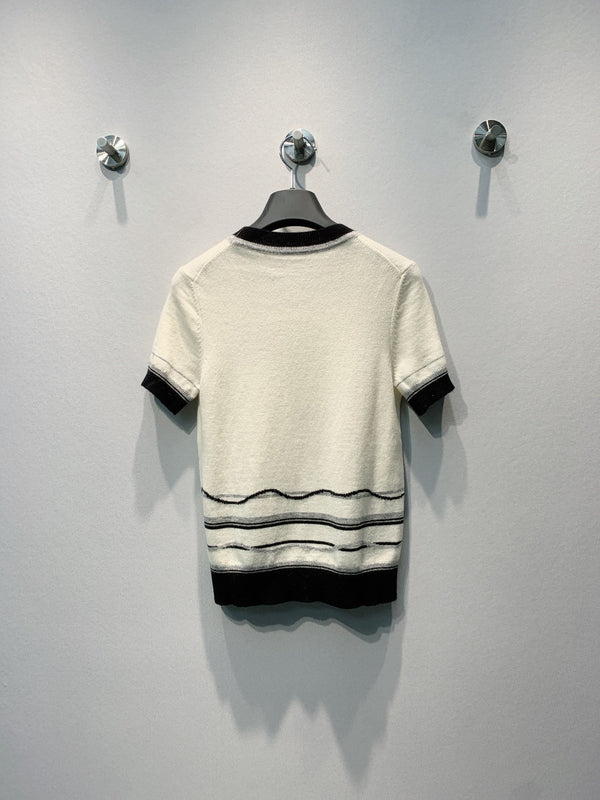 HM Ex-Libris Short-Sleeve Sweater Cream Cashmere 700025