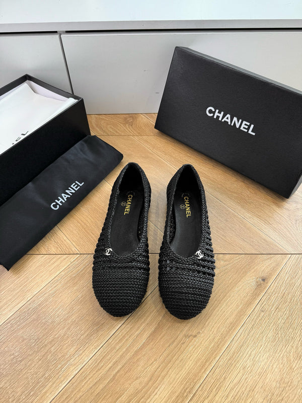CC Braided Ballet Flats Black Fabric 916122