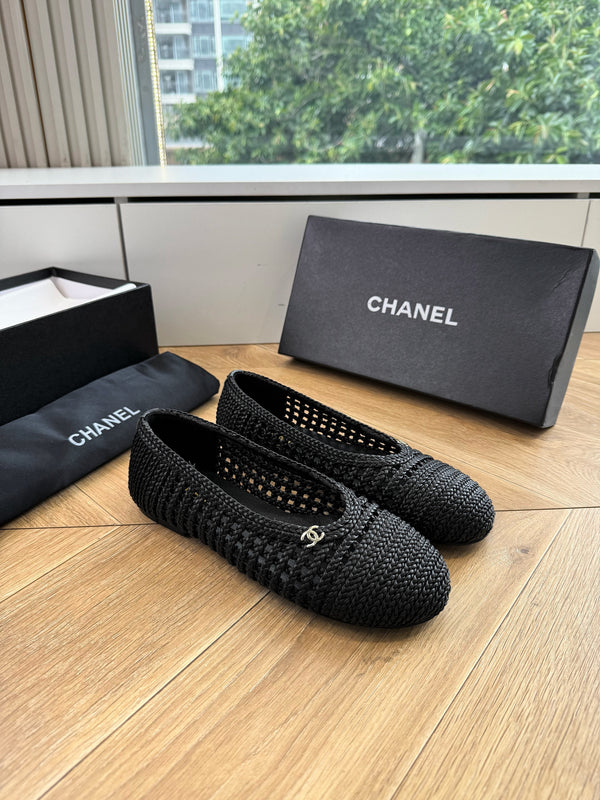 CC Braided Ballet Flats Black Fabric 916122