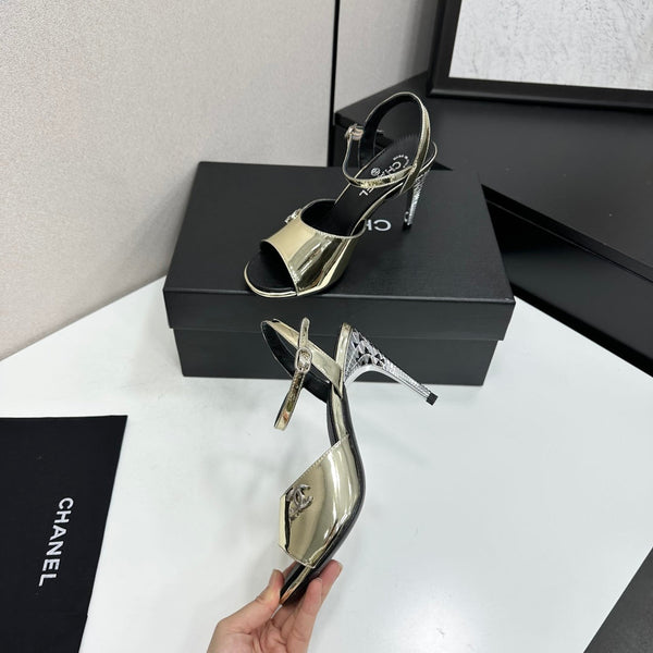 CC Slingback Heel Sandals Gold Mirror Leather 925714