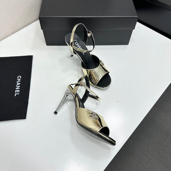 CC Slingback Heel Sandals Gold Mirror Leather 925714