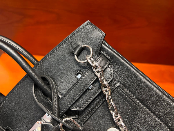 HM Limited Edition Birkin Rock 25cm Handbag Black Evergrain