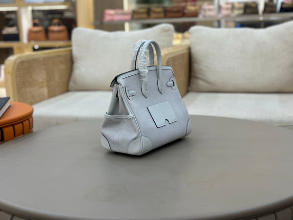 HM Birkin Cargo 25CM Handbag Light Gray Swift Canvas
