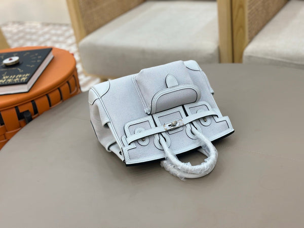 HM Birkin Cargo 25CM Handbag Light Gray Swift Canvas