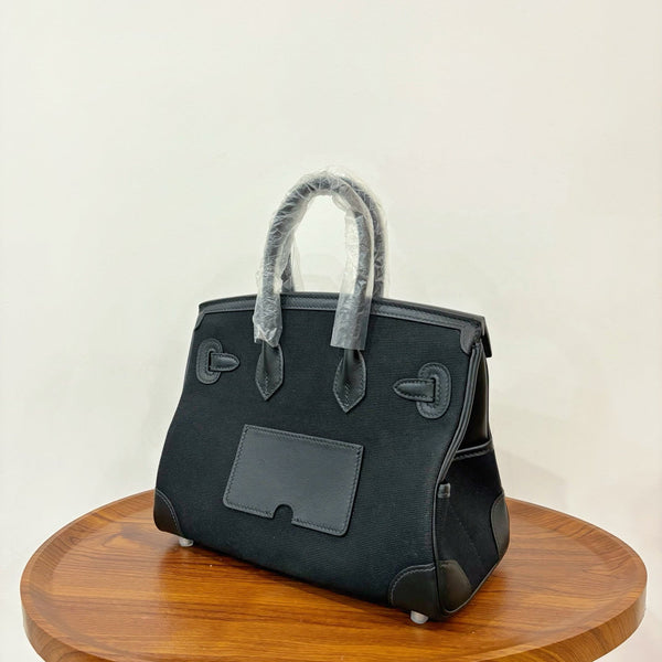 HM Birkin Cargo 25CM Handbag Black Swift Canvas