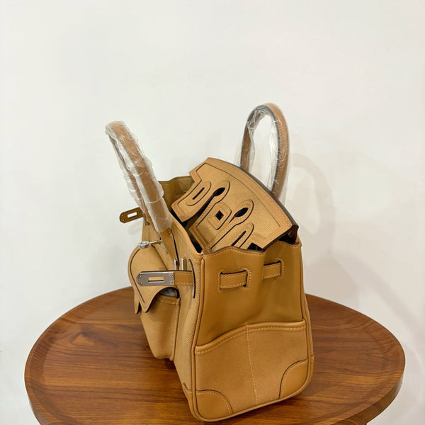 HM Birkin Cargo 25CM Handbag Sand Beige Swift Canvas