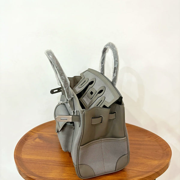 HM Birkin Cargo 25CM Handbag Grey Swift Canvas