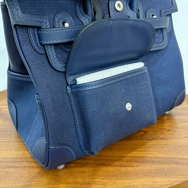 HM Birkin Cargo 25CM Handbag Navy Swift Canvas