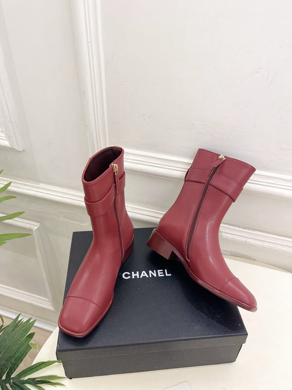 CC Double C Ankle Boots 3.5CM Burgundy Leather 946900