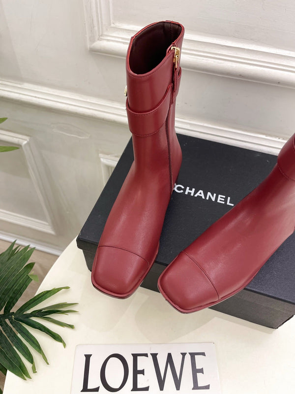 CC Double C Ankle Boots 3.5CM Burgundy Leather 946900