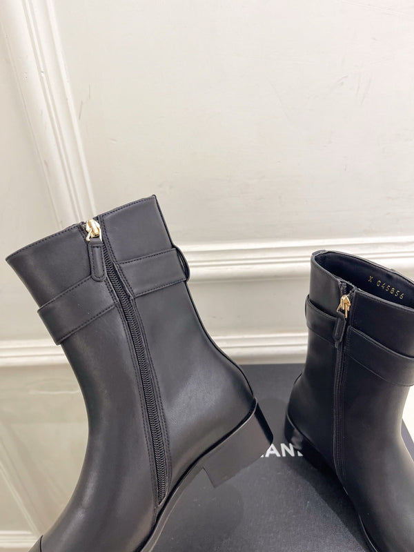 CC Double C Ankle Boots 3.5CM Black Leather 946998