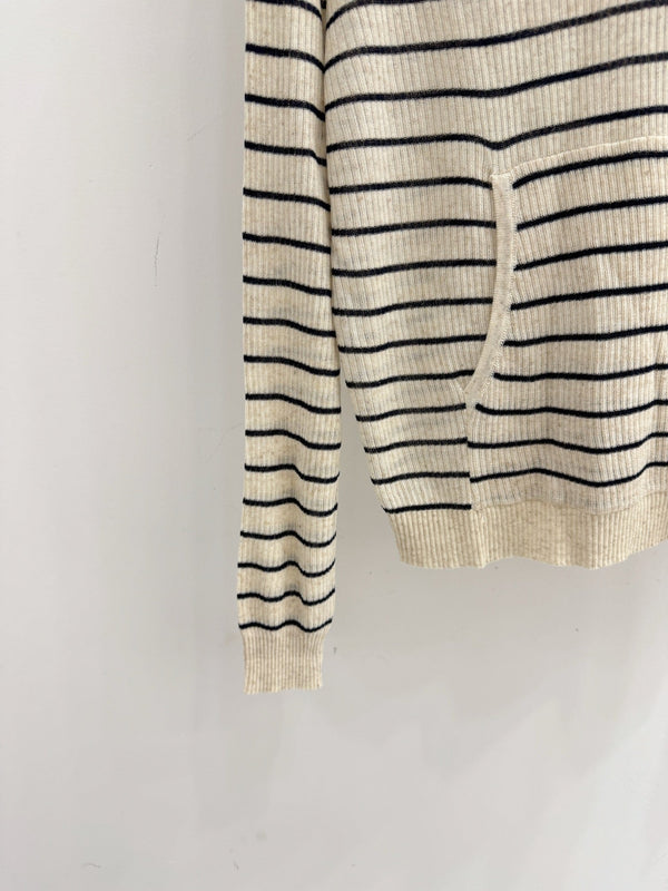 Miu Striped Logo Hoodie Cotton 801952