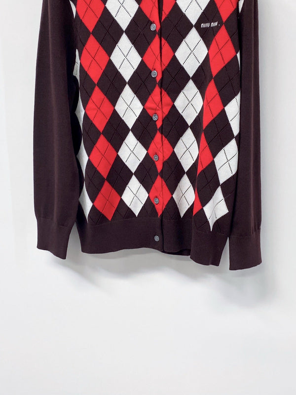 Miu Argyle Polo Sweater Wool 799765