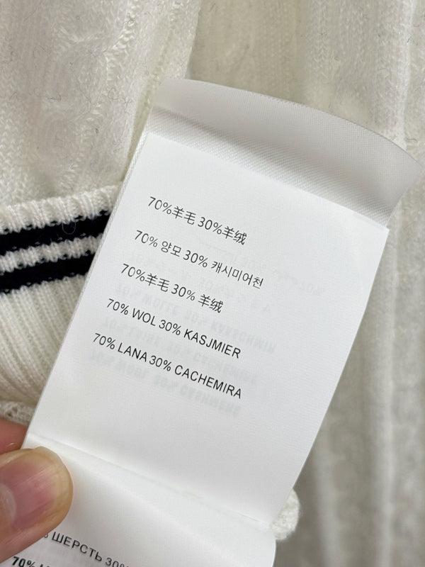 Miu Contrast Stripe Cable-Knit Sweater Wool 794394