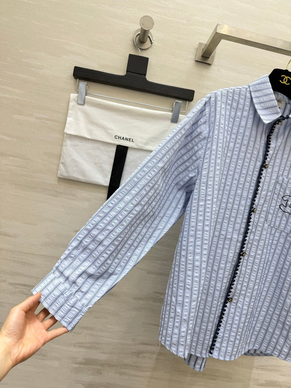 CC Striped Blouse Embroidered Logo 416090
