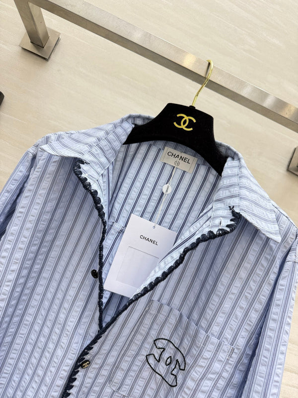 CC Striped Blouse Embroidered Logo 416090