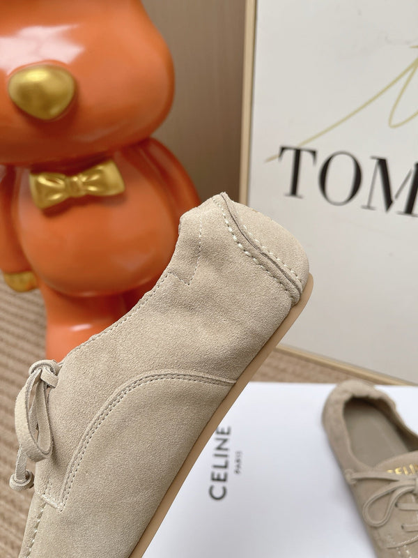 CE Adam Lace-Up Sneakers Beige Suede Calfskin 951085