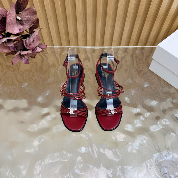 CE Clémence Triomphe Heeled Sandals Burgundy Leather 949369