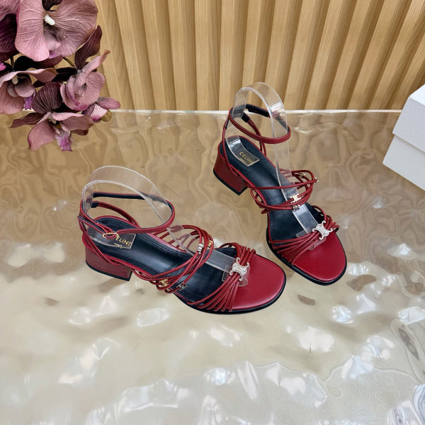 CE Clémence Triomphe Heeled Sandals Burgundy Leather 949369