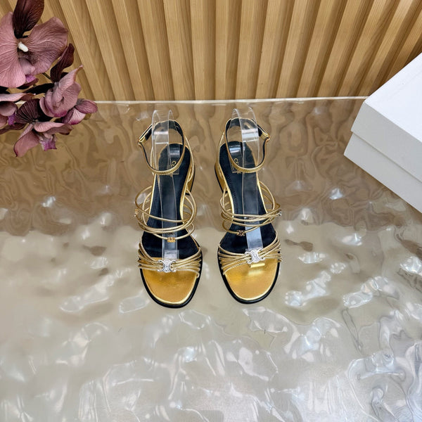 CE Clémence Triomphe Heeled Sandals Gold Leather 949368