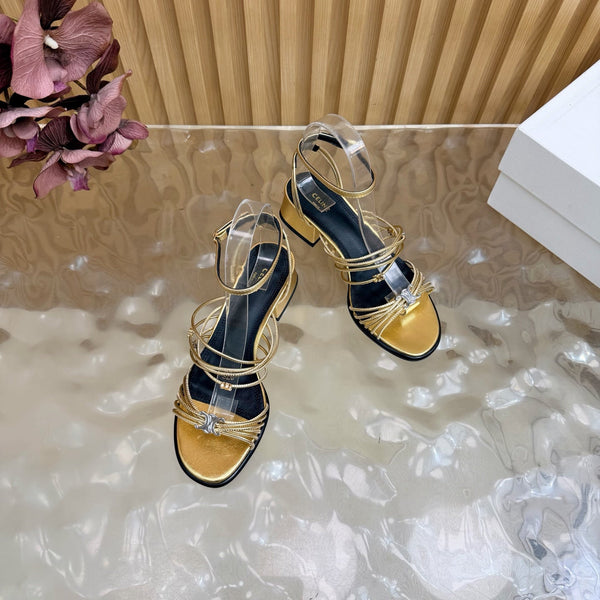 CE Clémence Triomphe Heeled Sandals Gold Leather 949368