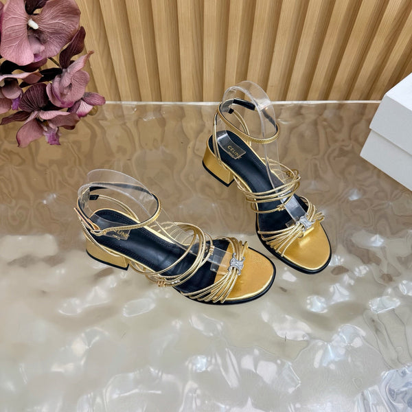 CE Clémence Triomphe Heeled Sandals Gold Leather 949368