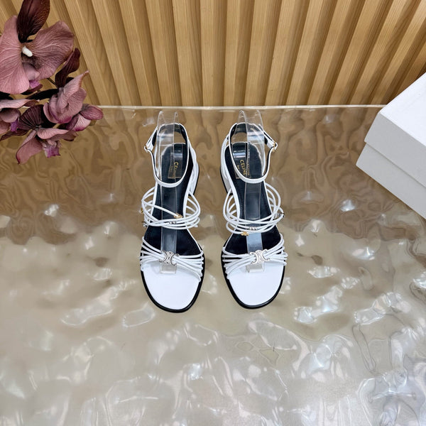CE Clémence Triomphe Heeled Sandals White Leather 949367