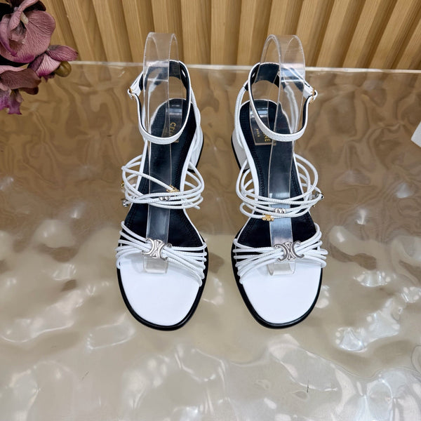 CE Clémence Triomphe Heeled Sandals White Leather 949367