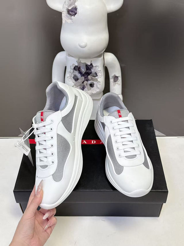 Prad America's Cup Logo Tag Sneakers White Soft Rubber & Bike Fabric 951928